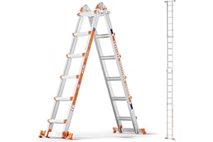 LEVELEVE 20FT Extension Ladder,A Frame 6 Step Ladder with Stabilizer Bar & Wheels,330 lbs Security Load Multi Position Ladder for Stairs Home Indoor Outdoor Roof