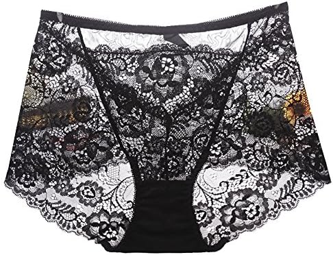 Setwingq Underwear Women Seamless Panties Sexy Lace Lingerie See Through Briefs Black M