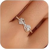 IPEPPY Bow Rings for Women Mother Daughter 925 Sterling Silver Cubic Zirconia Bow Knot Tie Ring Cute CZ Friendship Promise Stack Ring Christmas Birthday Jewelry Gifts for Sister