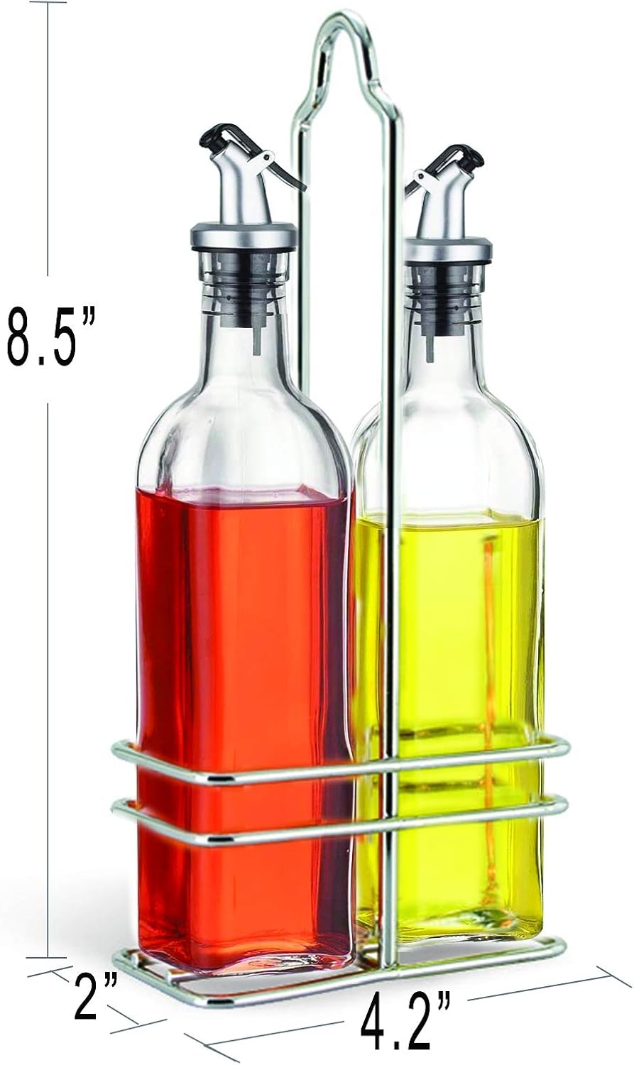 Cuisinox Oil and Vinegar Cruet Set with Caddy, Silver: Kitchen & Dining