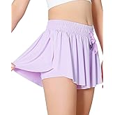 Girls Butterfly Shorts Kids Flowy Short 2-in-1 Girl's Skirts Athletic Skorts with Pocket