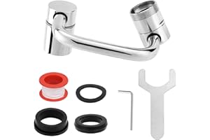 1440° Rotatable Faucet Aerator Extension, U-Shaped Faucet Extender with 2 Spray Modes Splash-Free Swivel Aerator Adapter Atta