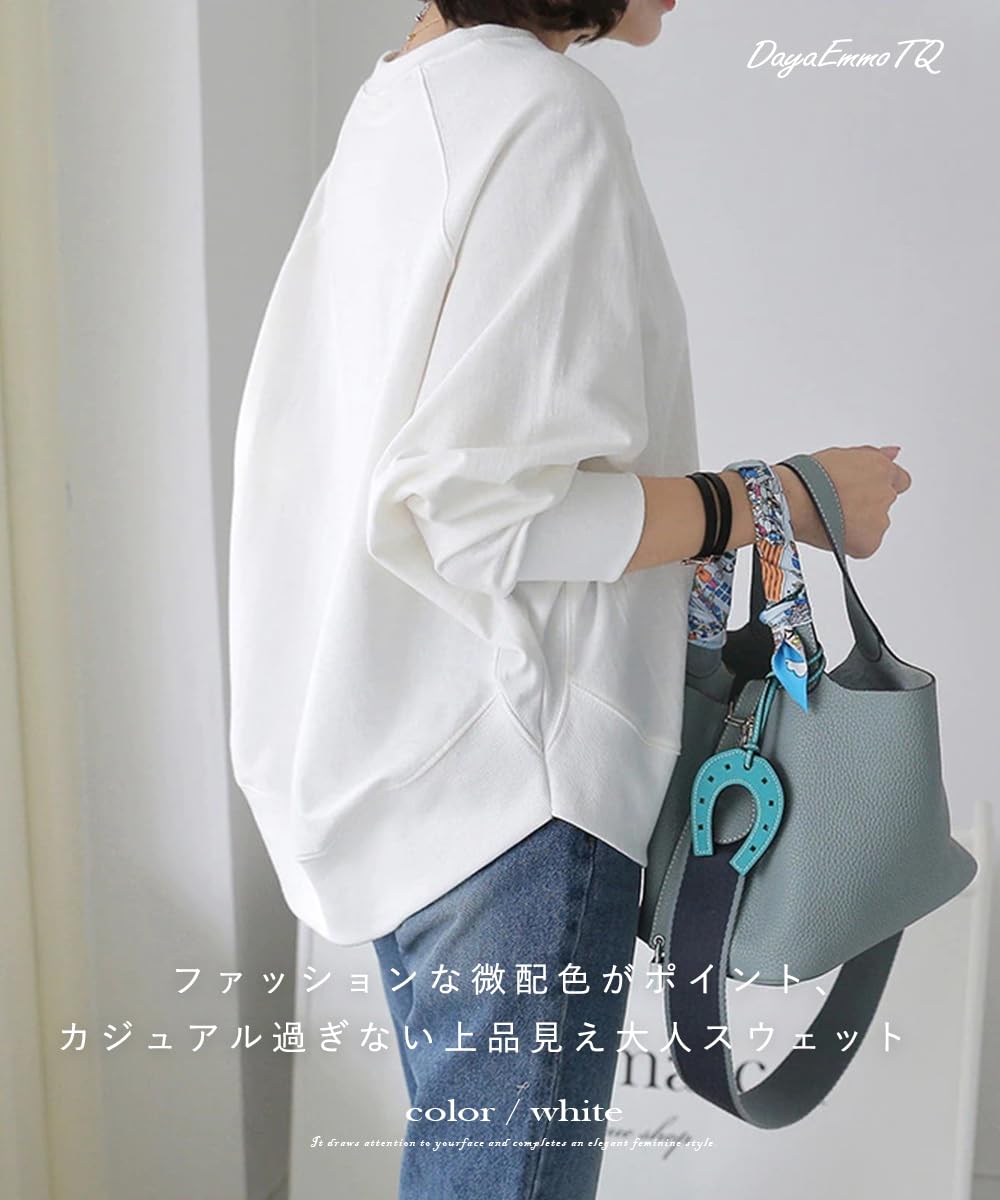 Women's Sweatshirt, Cotton, Dolman Sleeve, Pullover, Crew Neck, Long Sleeve, Solid, Top, Casual, Loose, Cut Sewn, Stylish, Large Size, Body Covering, Roomwear, Office, Spring/Fall/Winter