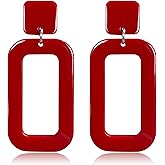 T-ztoss Retro Acrylic Geometric Square Earring for Women Multicolor Acrylic Neon Earring 70s 80s Party Costume Statement Jewelry Accessory