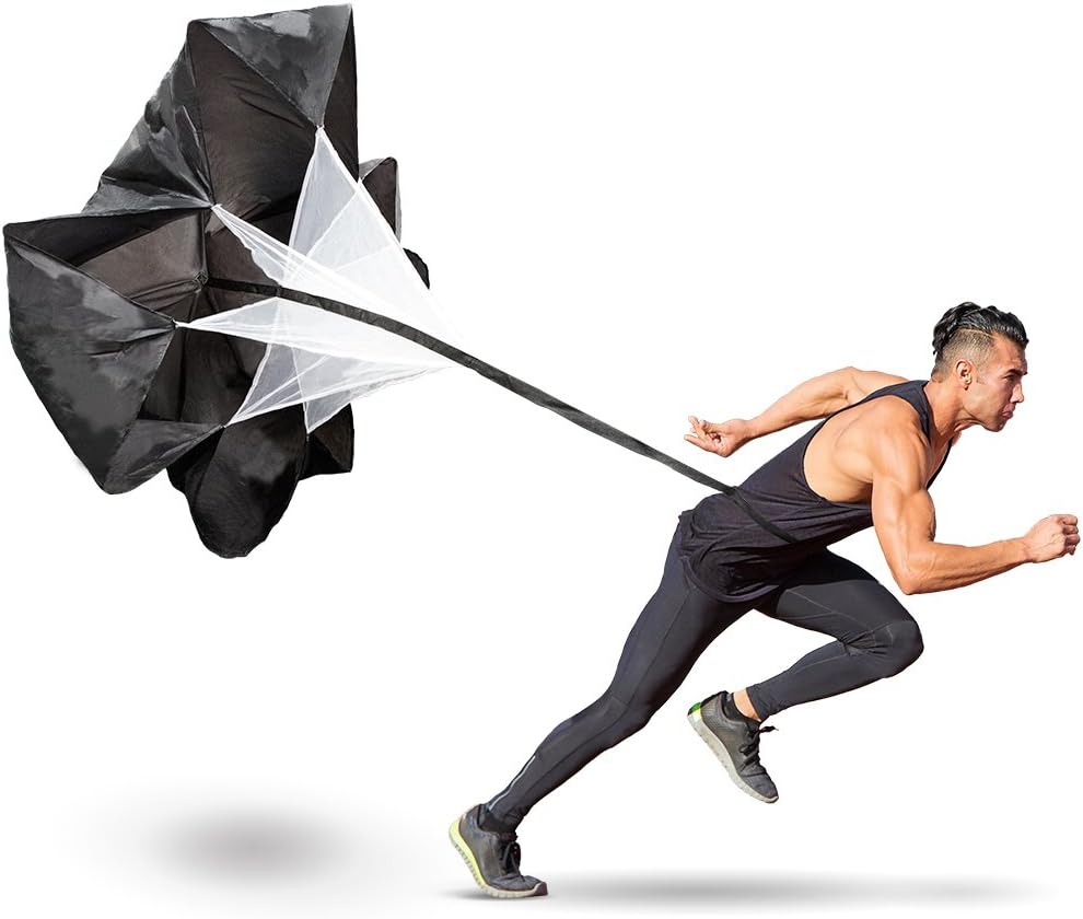 Crown Sporting Goods Resistance Parachutes for Sprint Speed and Strength Training with Drawstring Storage Bag