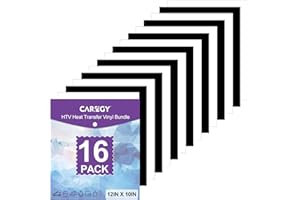 CAREGY Heat Transfer Vinyl HTV Iron on Vinyl for T-Shirts 12 x 10 Inches 16 Sheets (White and Black)