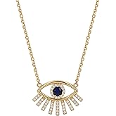 Dremmy Studios Gold Evil Eye Necklace for Women | 14K Gold Plated Cubic Zirconia Pave Evil Eye Choker Charm Chain Pendant Necklace Adjustable Lucky Jewelry Gifts