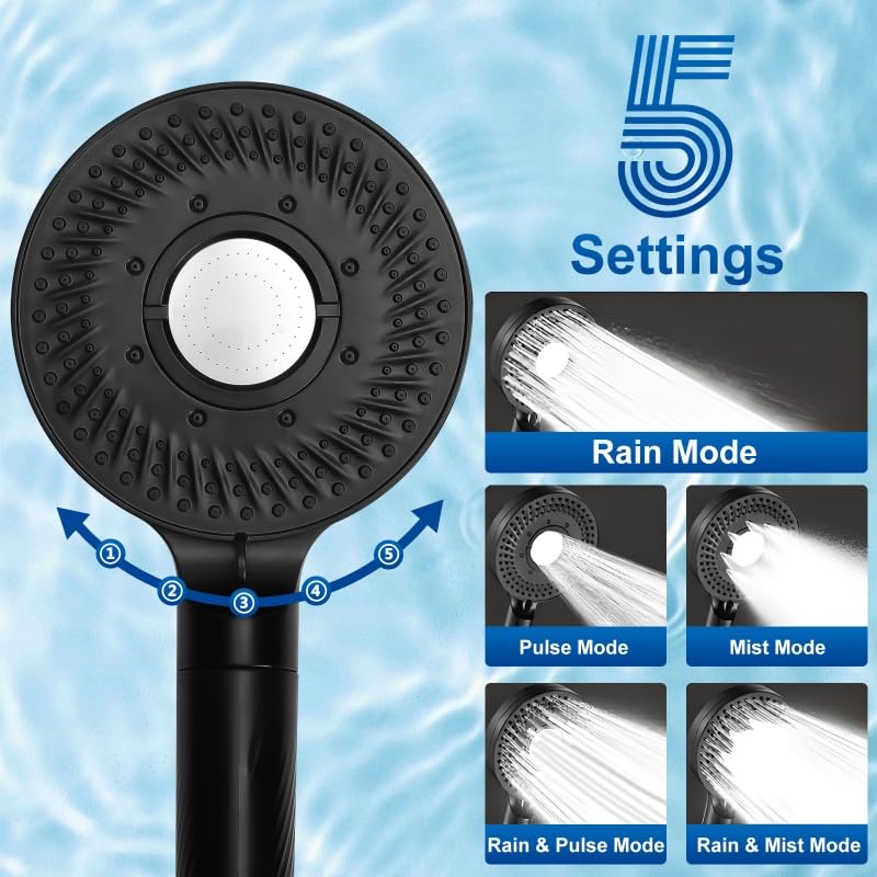 Luxsego High Pressure Shower Head with Filters for Hard Water, Rain Showerhead with Handheld Spray Power Wash to Clean Tub, Corner, Pet, Water Softener Shower Set Remove Chlorine and Harmful Substance