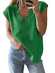 Saodimallsu Womens V Neck Sweater Vest Oversized