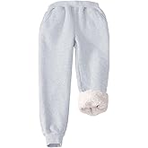 Flygo Girls Boys Fleece Joggers Sweatpants Sherpa Lined Winter Warm Elastic Waist Jogger Pants with Pockets