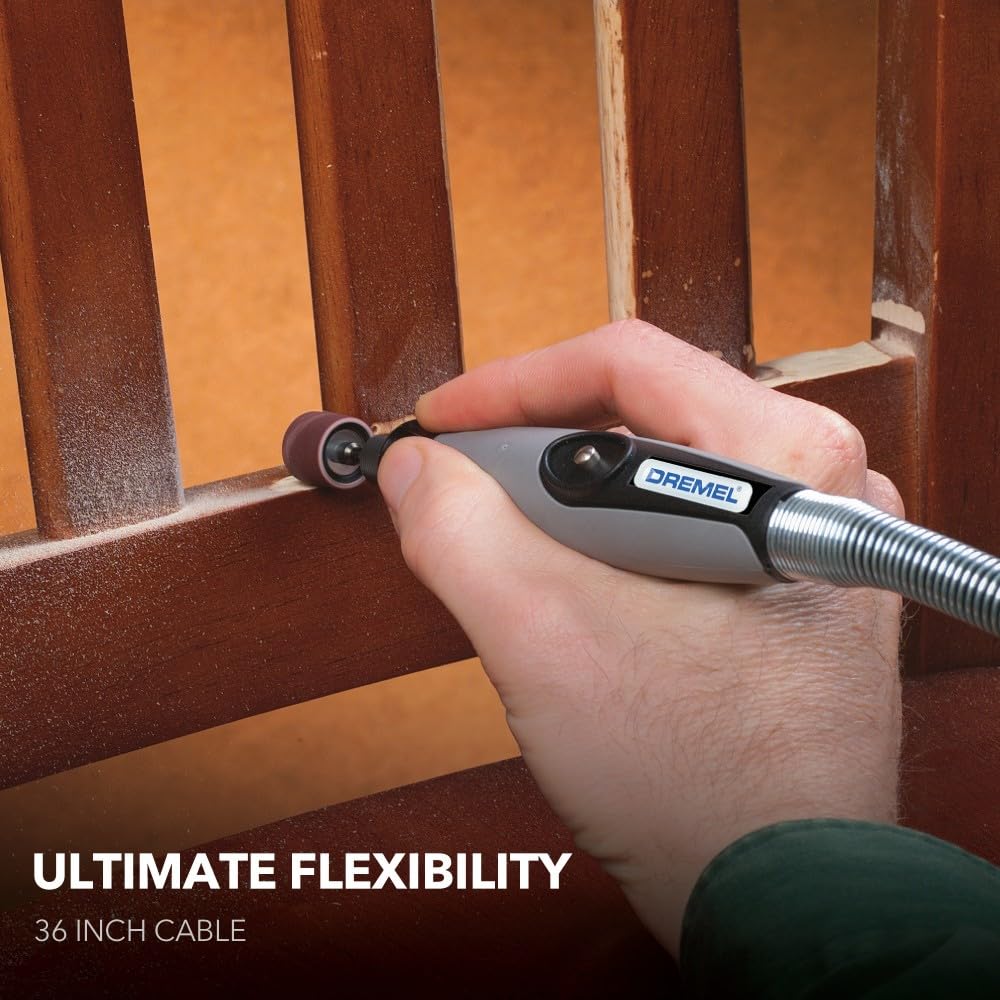 Dremel Flex Shaft Rotary Tool Attachment with Comfort Grip and 36” Long Cable - Engraver, Polisher, and Mini Sander- Ideal for Detail Metal Engraving, Wood Carving, and Jewelry Polishing, 225-02