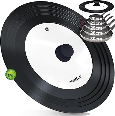 Walfos Universal Lid for Pots Pans Skillets 20-30 cm Tempered Glass