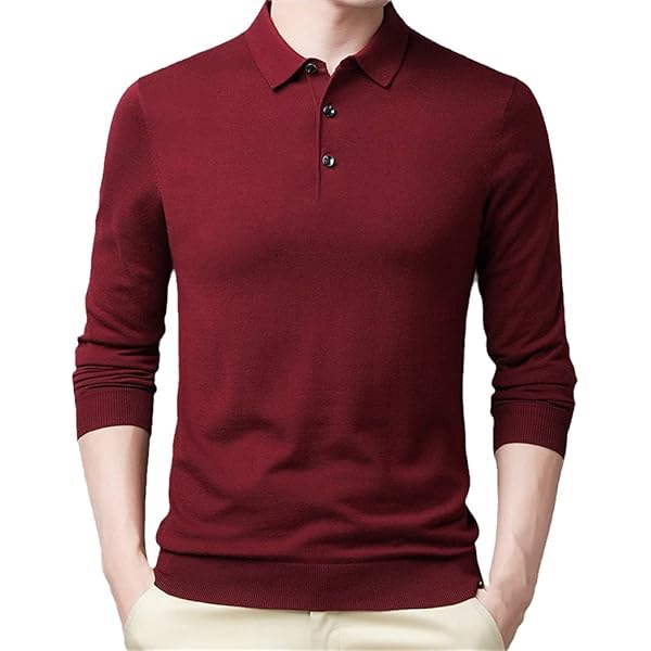 JEShifangjiusu Men's Long Sleeve Polo Shirts Fashion Zipper