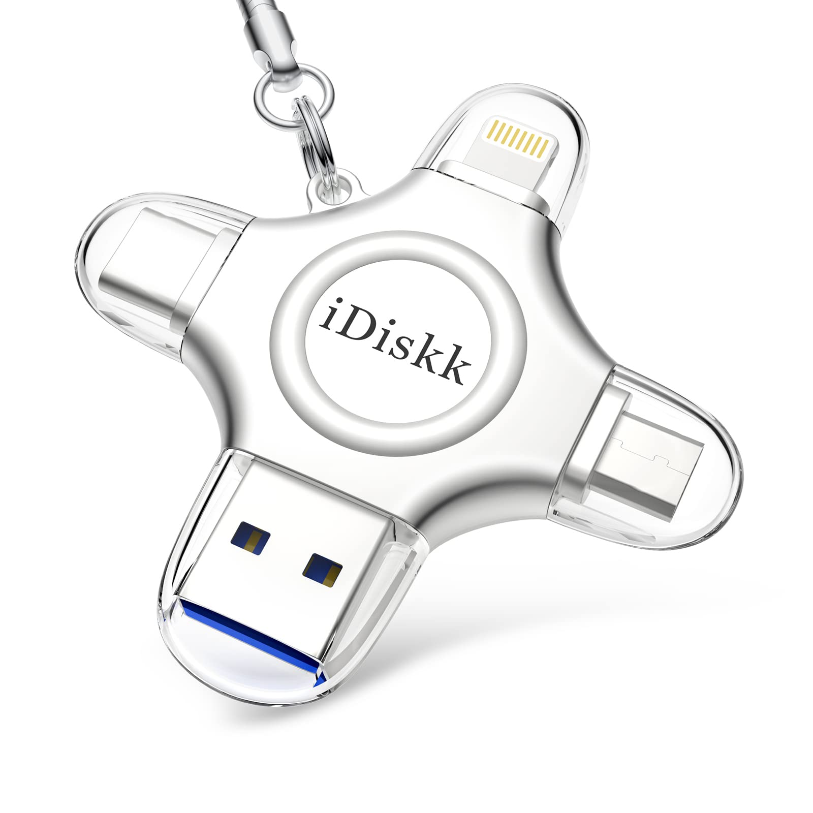 iDiskk 128GB lightning USB Photo Stick for iPhone 4 in 1 iPhone Photo stick,Backup storage for iPhone work with latest iPhone 17/16/15/14/13/12/11 and USB-C device Mac and PC