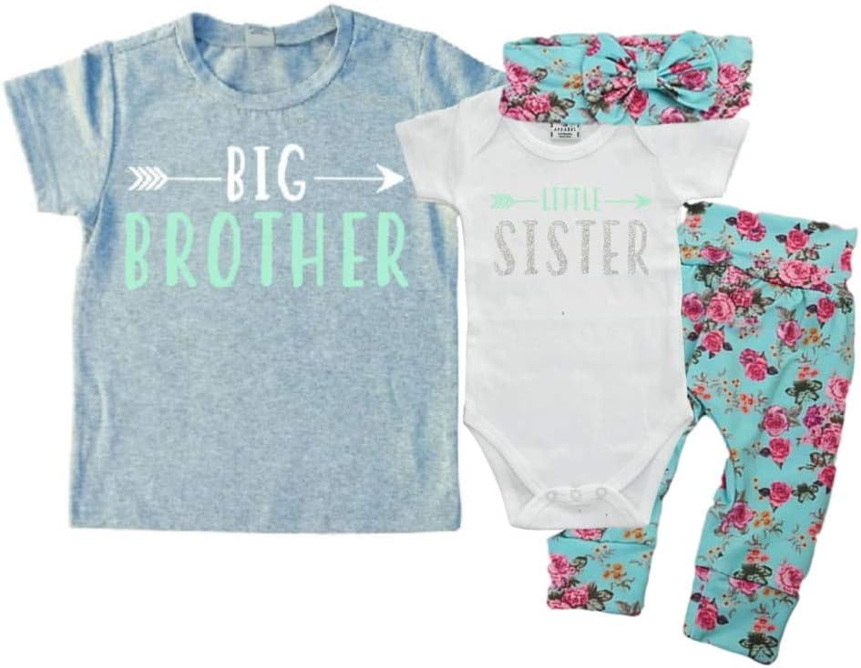 Big Brother/Little Sister - Big Brother Shirt Size 3T, Little Sister Outfit Size 0-3 Months
