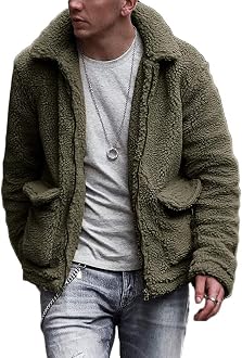Gafeng Mens Sherpa Jacket Fuzzy Fleece 