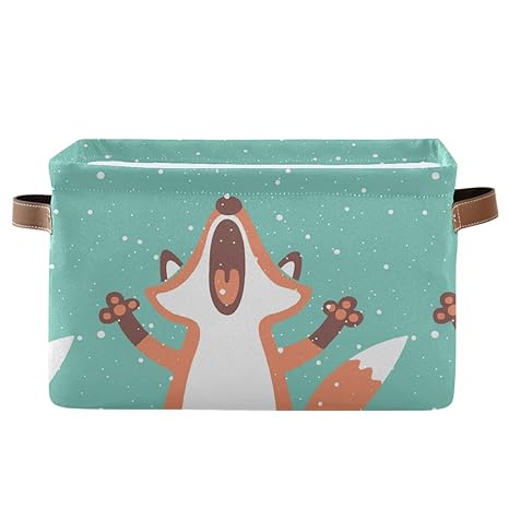 ALARGE Aufbewahrungskörbe, süßes Tier, Fuchs, Pfotenmuster, Winter