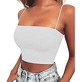 Abasona Women's Basic Spaghetti Strap Crop Top Camisole Y2k Sleeveless Tube Sexy Cami Shirts Tank Tops