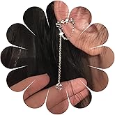 Erimberate Bohemian Crystal Cuff Earring Silver Cartilage Cuff Earring Cz Tassel Chain Dangle Earring Rhinestone Ear Cuff Chain Drop Earring Jewelry for Women