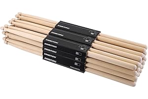 Suwimut 12 Pairs 7A Drum Sticks, Classic Maple Wood Tip Drumsticks for Beginners Students, Rock Band Musical Instrument Percu