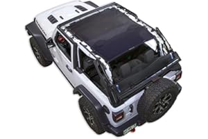 Spiderwebshade mesh Sun Shade top Compatible with Jeep Wrangler jl 2 Door 2018 Until Current All Trims Made in The USA for Vehicle Accessory in Black