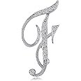 ETHOON Letter Brooch Pins Initial Rhinestone Brooch for Women Crafts Silvery A-Z