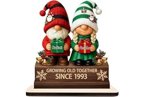 Personalized Mr & Mrs Growing Old Together Since Gnome Old Couple Figurines Plaque Sign Gift for Couples and Grandparents, Cu