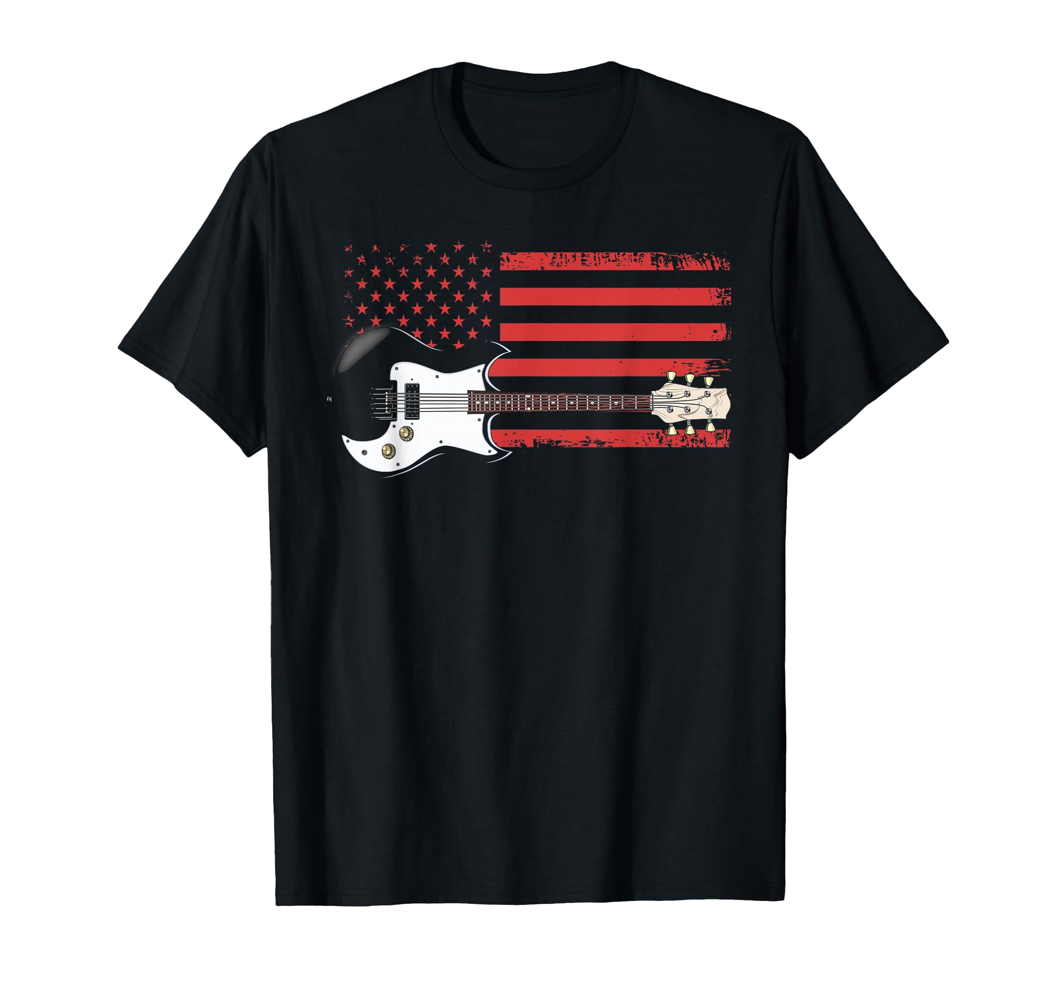 US Flag Proud Guitarist Musical Instrument Electric Guitar T-Shirt