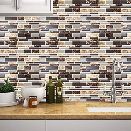 Premium Peel and Stick Tile for Kitchen Backsplash,Self Adhesive Stick On Backsplash Wall Tiles for Bathroom-10" x 10" (6 Sheets)