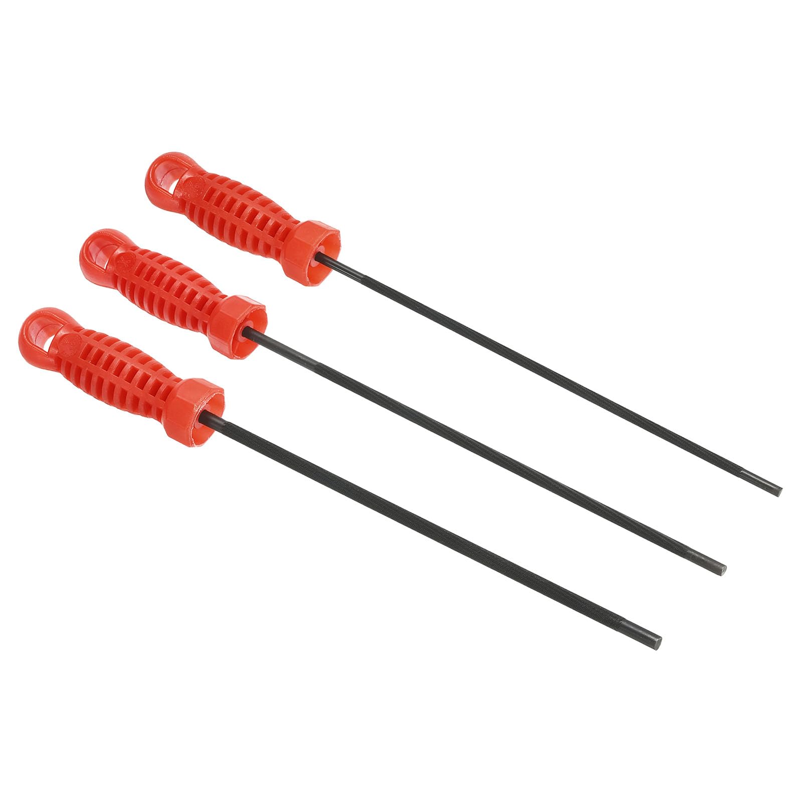 PATIKIL 4.0/4.8/5.5mm Chainsaw Chain Sharpening File, 1Set/3Pcs Round Chain Saw Sharpener File with Plastic Handle for Chainsaw, Red