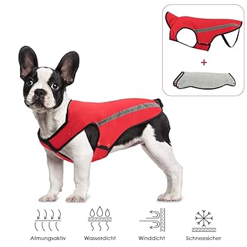 SlowTon Hunde Winterjacke, Hundemantel Einstellbare Hals und Brustgröße Haustier Weste mit Reflektierenden Streifen Wasserdic