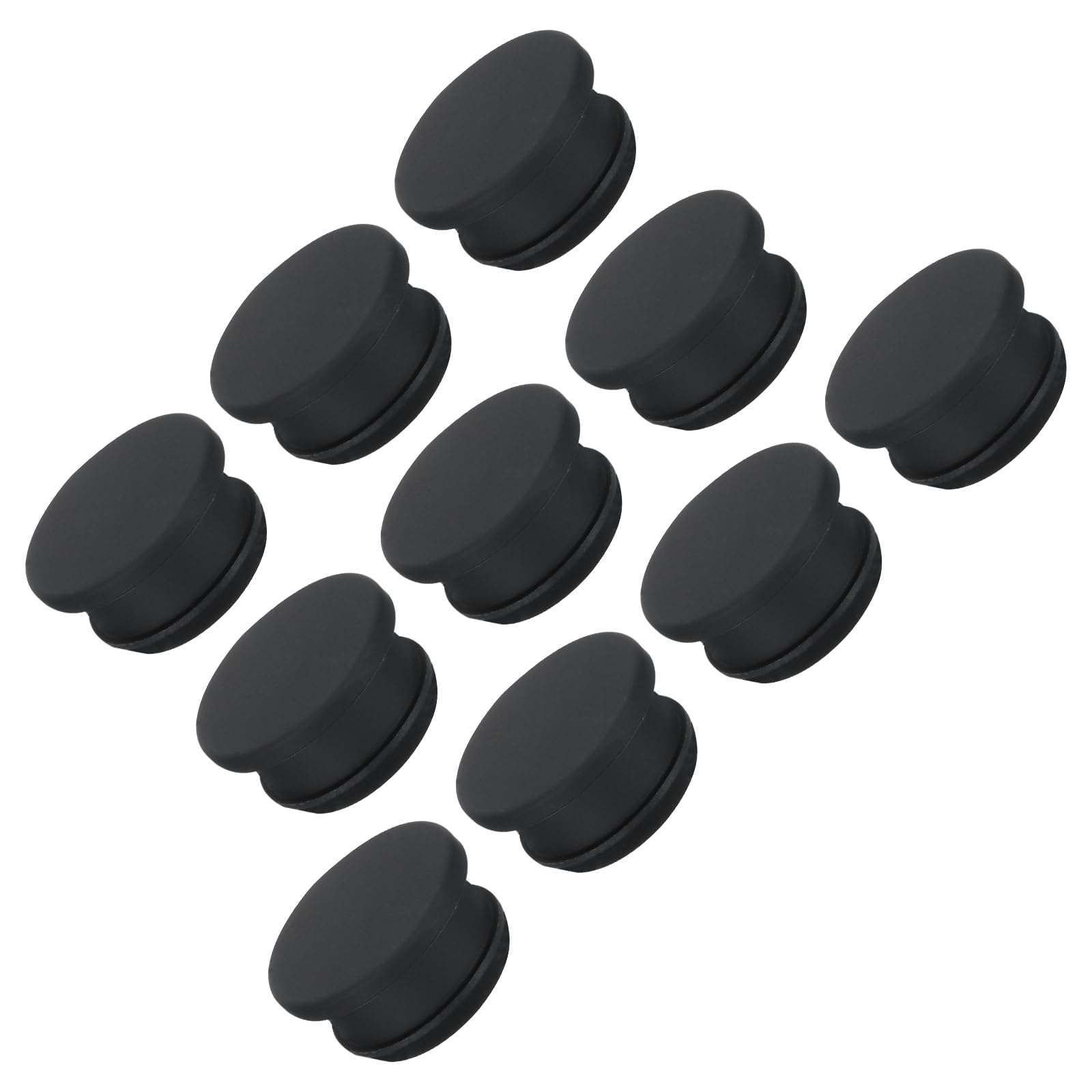 TOP-VIGOR 10Pcs Silicone Snap in Locking Hole Plugs, 22mm Diameter Hole Stoppers, Rubber Panel Seal Cover Flush Type Panel Round for Kitchen Rubber Bulkheads Waterproof Sealing Plugs, Black
