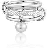 JINHUI Interlocked Stackable Rings for Women,18k Gold Plated Rings Non Tarnish Statement Ring Set With Dainty Cubic Zirconia Stainless Steel Multi Ring Stack Charms Ring Fashion Jewelry for Women