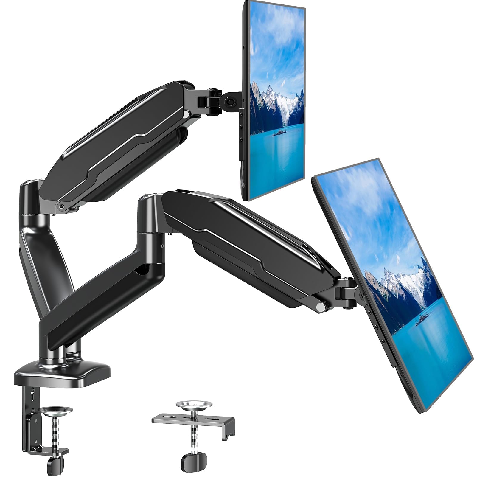 Photo 1 of MOUNT PRO Dual Monitor Mount Fits 13 to 32 Inch Computer Screen, Height Adjustable Monitor Stand for 2 Monitors, Gas Spring Display Arm Holds up to 17.6lbs Each, Monitor Desk VESA Mount 75x75, 100x100