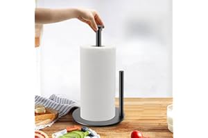 Stainless Steel Paper Towel Holder, Black Double Rod Desktop Toilet Tissue Stand, Kitchen and Bathroom Roll Paper Storage Rac