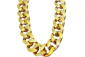 PinCute Men's Chunky Gold Necklace, 32 inches Fake Hip Hop Gold Chain, Plastic Rapper Big Gold Chain 80s 90s Fake Gold Necklace Costume Accessory