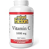 Natural Factors Vitamin C Plus Bioflavonoids & Rosehips 1000 mg, VALUE SIZE, 360 Tablets, Premium Non-GMO Vitamin C, Supports
