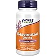 NOW Foods Supplements, Natural Resveratrol 200 mg with Red Wine Extract, 60 Veg Capsules