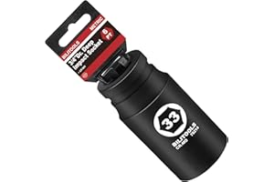 BILITOOLS 3/4" Drive Deep Impact Socket 33mm, Metric, CR-MO Steel, 6 Pt. Impact Grade Heavy Duty Large Axle Nut Socket