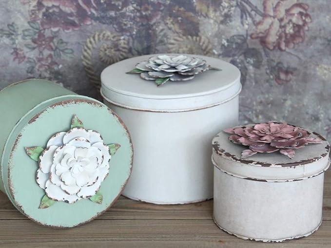 Chic Antique Aufbewahrungsbox mit Rosen Deckel Shabby Vintage 3 Größen