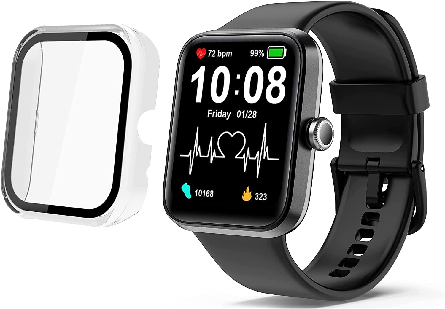 Compatible for AITAFY Smart Watch Case, ceston Hard PC Case with Tempered Glass Screen Protector Compatible with AITAFY Smart Watch 1.69 inch-ID207 (Clear)