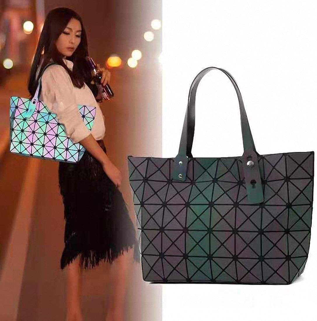 Ulalaza Geometric Luminous Tote Bag Holographich Purses and Handbags Flash Reflactive Crossbody Bag for Women - Image 5