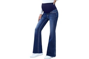 BLENCOT Maternity Jeans for Women Over Belly Pregnancy Pants Comfy Pregnant Jeans Flare Denim Jeans with Pockets