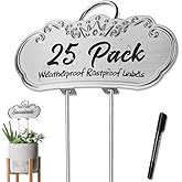 TCYPUHL Metal Plant Labels, Tall Plant Labels, Garden Labels Outdoors for Flower, Fruit and Vegetable, Stainless Steel, Weatherproof (25 Pack, 4'' x 1.9'', Silver)