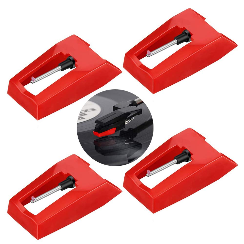 4 Pack Replacement Diamond Stylus for Turntable Universal Stylus Needles for Vinyl Record Player