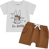 Gureui Toddler Baby Boy Easter Outfit Short Sleeve Shirt Shorts Infant Spring Summer Clothes