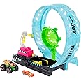 Hot Wheels Monster Trucks Glow in The Dark Epic Loop Challenge Playset with Launcher, Ramp & Giant Loop, Includes 1:64 Scale Die-Cast Toy Truck & Car