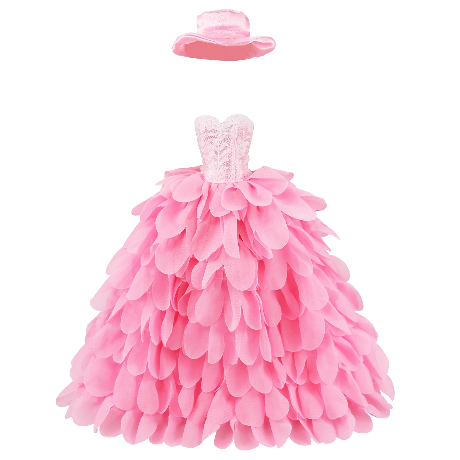 Miunana Princess Evening Party Clothes Wears Dress Outfit Set for Doll with Hat