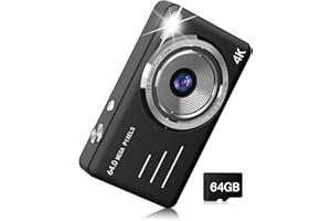 LIIUU Digital Camera, 4K 64MP UHD Autofucos 18X Digital Zoom with 64GB Micro SD Card, Portable Compact Point and Shoot Camera for Photography Vlogging Teens Beginner Adult, Black
