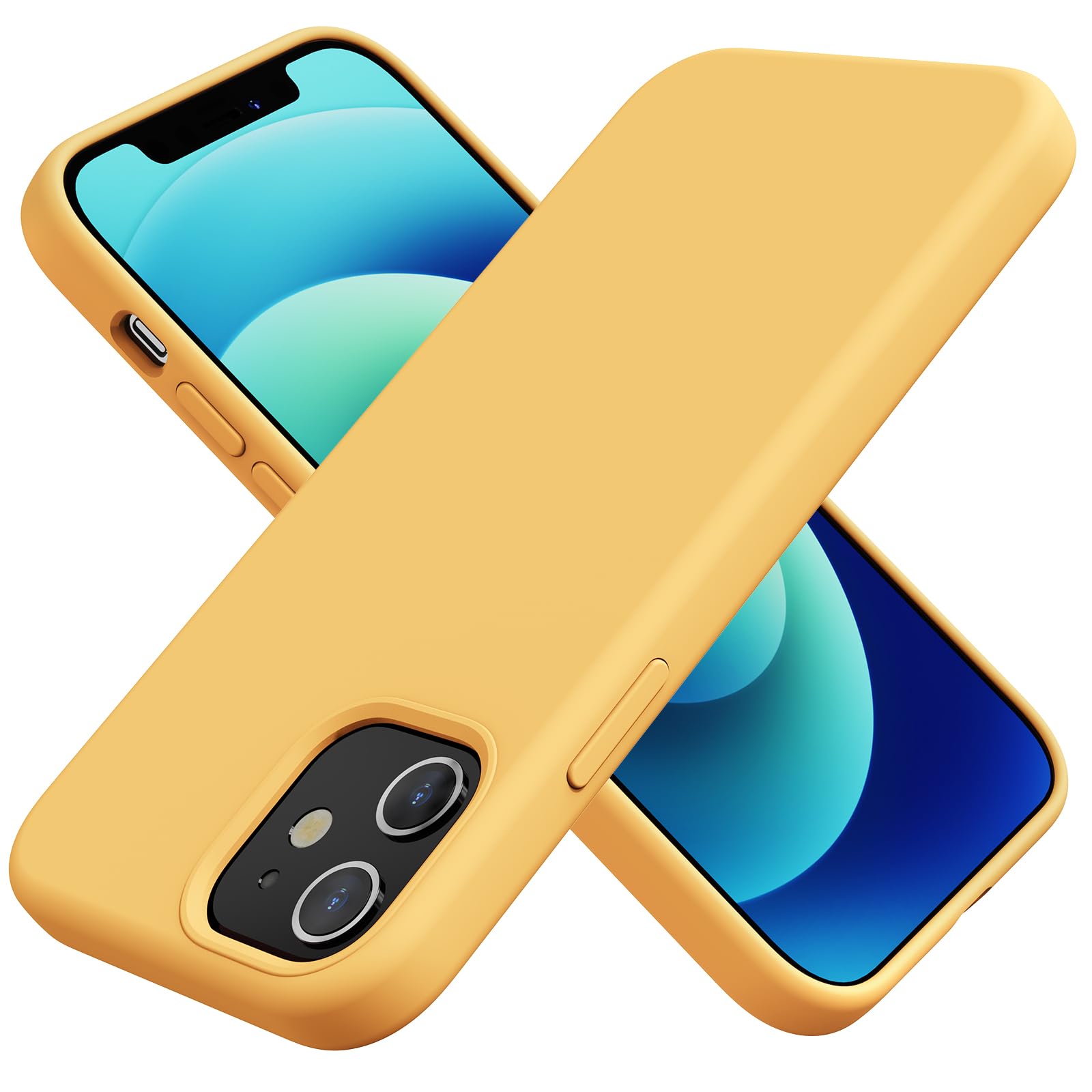 TAXXOE Silicone Case Compatible with iPhone 12 Case/12 pro case Soft Ultra Slim Protective Shockproof Liquid Silicone Phone Case,Anti-Scratch Microfiber Lining, 6.1" Yellow — image 1